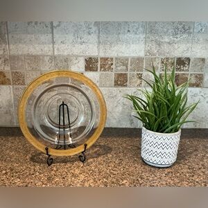 Rare Vintage Westchester Bowl w/ Gold Band by Tiffin-Franciscan 8¼ in wide Clear